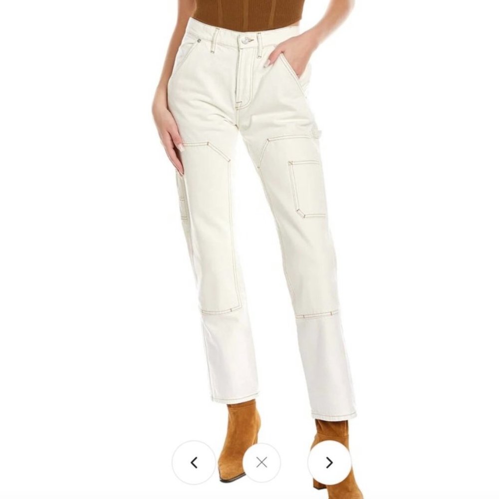 NWT FRAME White Utility Le Slouch Jeans
